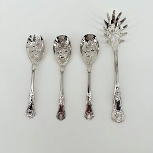 Vintage Ornate Silver Plate 4pc Serving Set - Pasta & Salad - Freshly Polished!